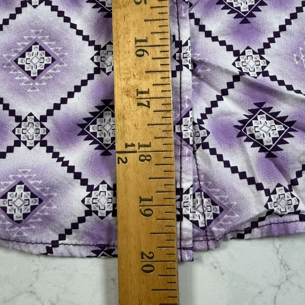 Cowgirl Hardware Western Shirt Girls 6/S Long Sleeve Aztec Purple Crystal Snaps - Picture 6 of 14